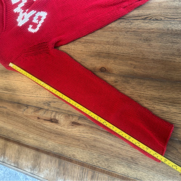 Wooden Ships Game Day Raglan Sleeve Red Knit Cotton Sweater Top S/M - Picture 8 of 16